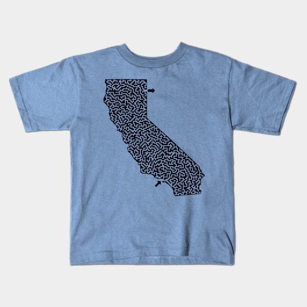 State of California Maze Kids T-Shirt by gorff